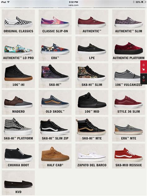 vans all models.